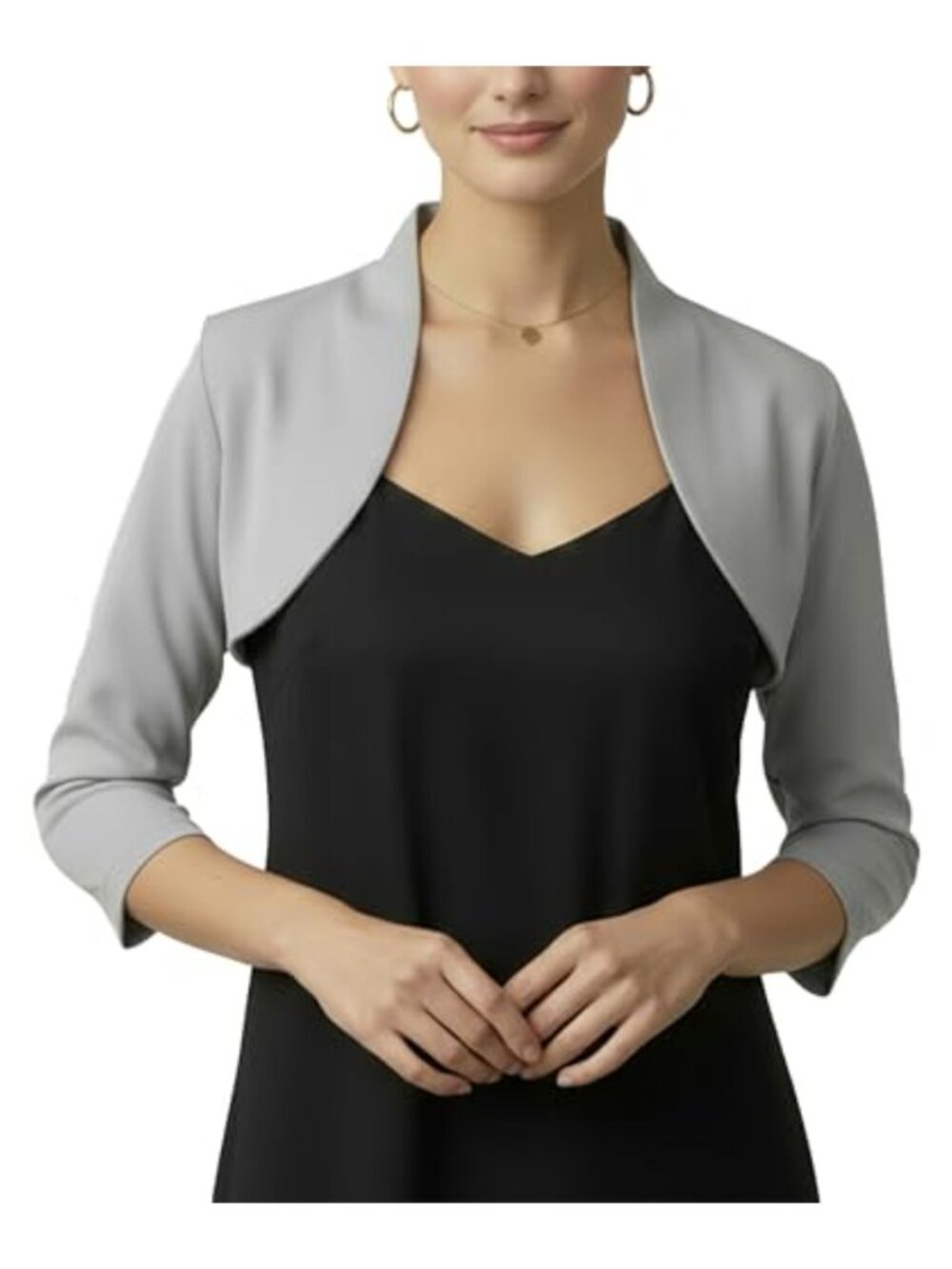 Women's 3/4 Sleeve Tailored Shrug Cotton Spandex Formal Cover Up